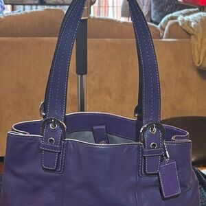 Chic Purple Leather Shoulder Bag